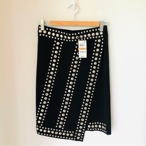 INC International Concepts Black Studded Asymmetrical Skirt small medium